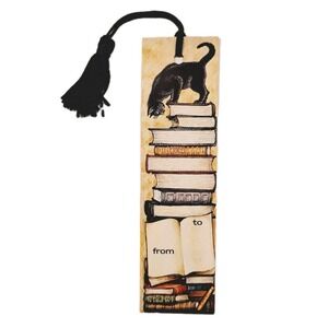 Vintage 70s Gift Bookmark Black Cat Books Tassel, 1978 Britain Antioch UK, Z-008